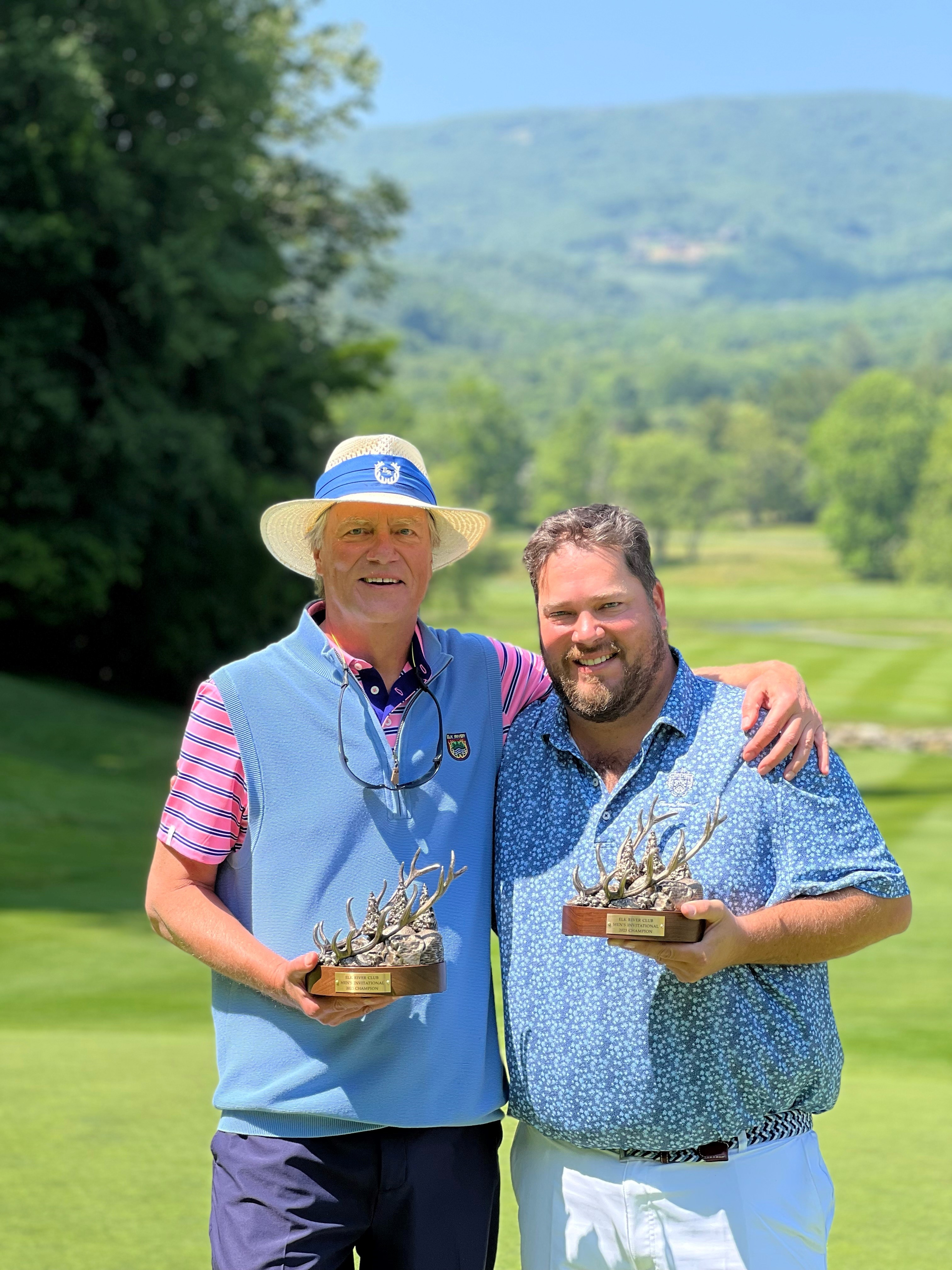 Elk River Club Champions with trophies designed and made by Malcolm DeMille